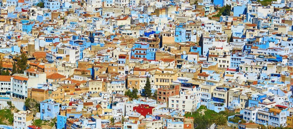 from a view overlooking the city of Chefchaouen in Northern Morocco
